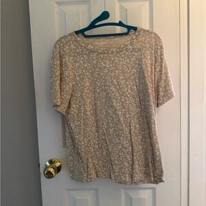 Old Navy Light Brown Patterned Short Sleeve Top